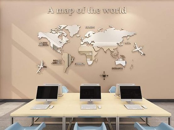 Acrylic 3D Wall Decor World Map Wall Decar for Office Decoration (Large)